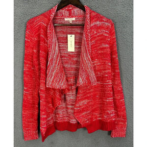 Skies‎ Are Blue Caridgan Womens Small Red Open Front Waterfall Stitch Fix Preppy